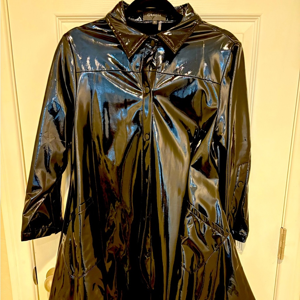Glossy Black Women's Coat